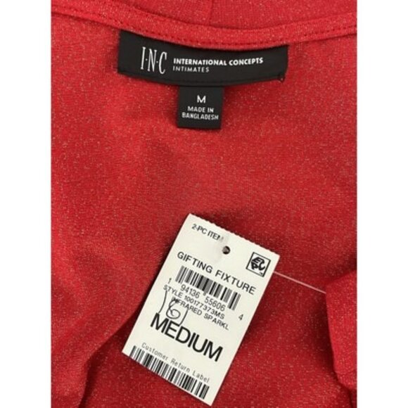 I.n.c. International Concepts 2-Pc. Set Sparkle Red Robe & Chemise Size M NWT - Picture 5 of 5